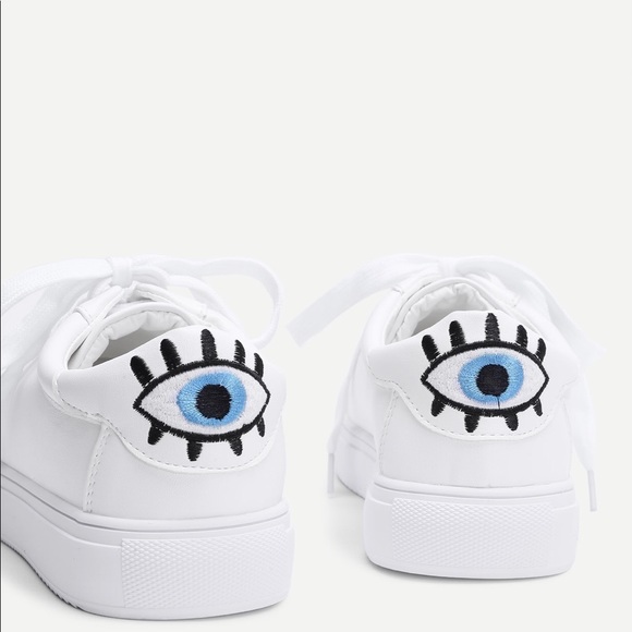 Shoes - NWT| Embroidered white sneakers | Evil Eye